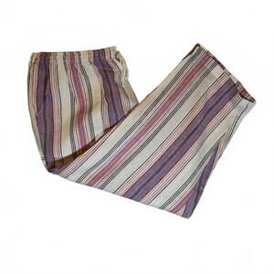 Women's Linen Blend Striped Capri Pants by Blair  - XL